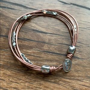 Fossil rose and silver bracelet